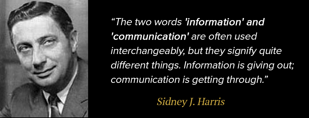 "The two words information and communication are often used interchangeably, but they signify quite different things." -Sidney Harris