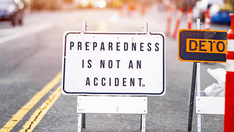 street sign with the words preparedness is not an accident