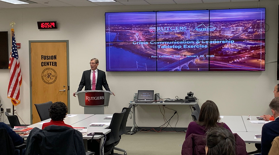 Ron Edmond presenting at Rutgers Leadership Academy TTX