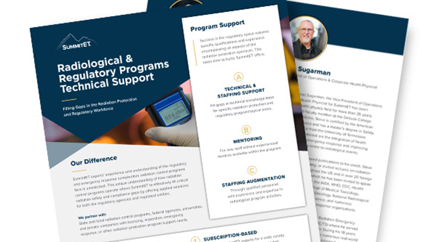 SummitET Radiological & Regulatory Programs Technical Support