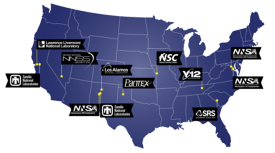 NNSA Nuclear Security Enterprise map